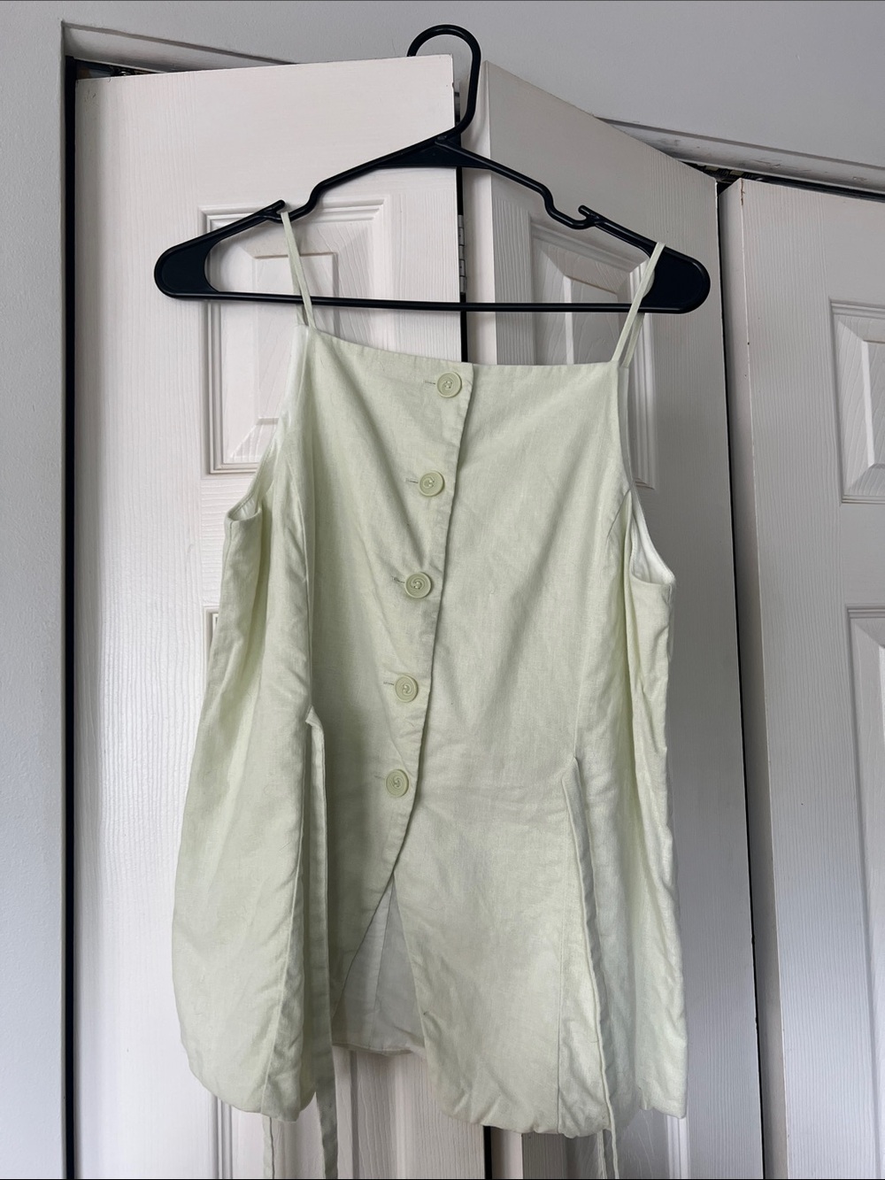 LOFT Pale Mint Button-Front Linen Spaghetti Strap Camisole